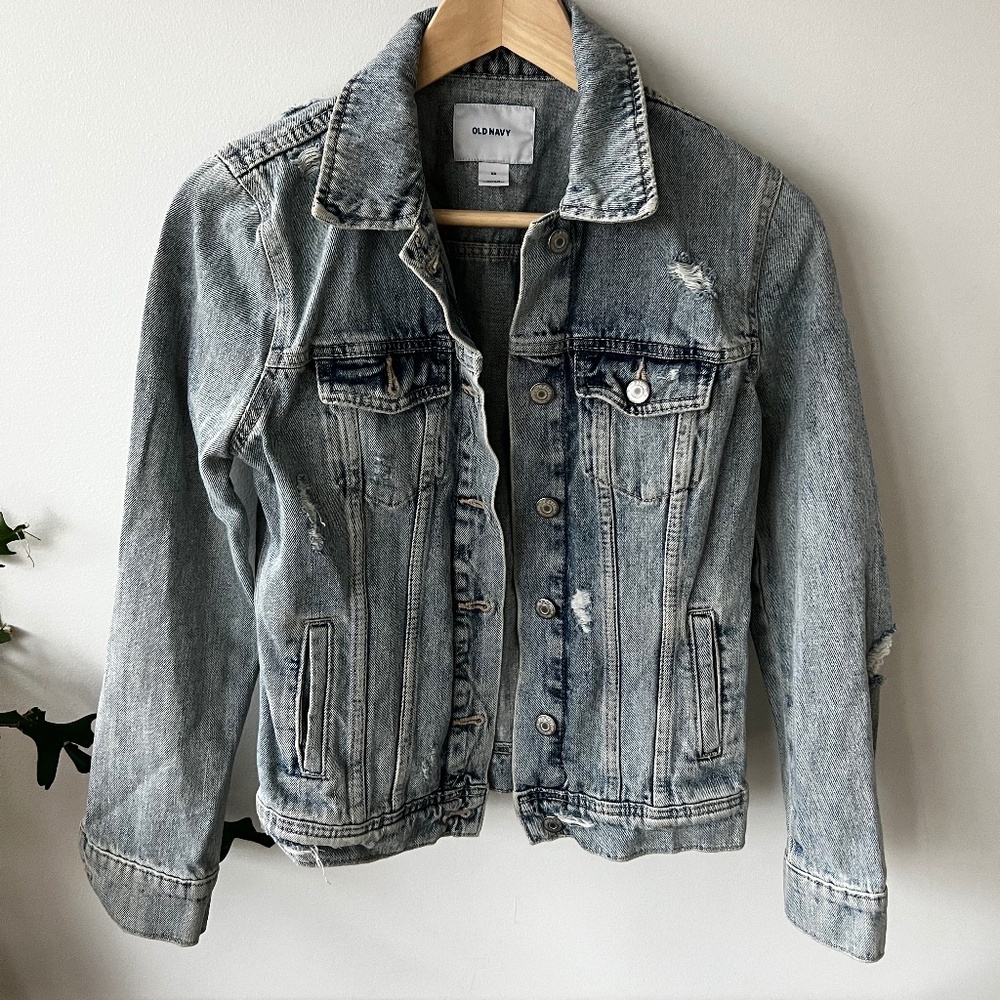 Distressed jean jacket